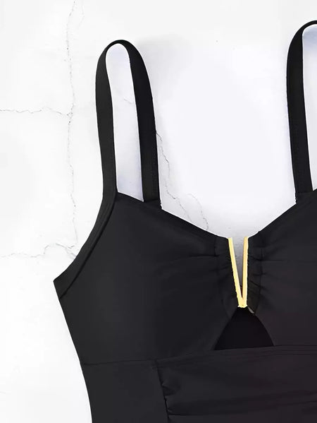 Maiô frente Ruched feminino, One Piece Swimwear, Fato de banho sexy, Roupa de praia feminina, Banho de natação, Monokini, Cortar fora, 2021