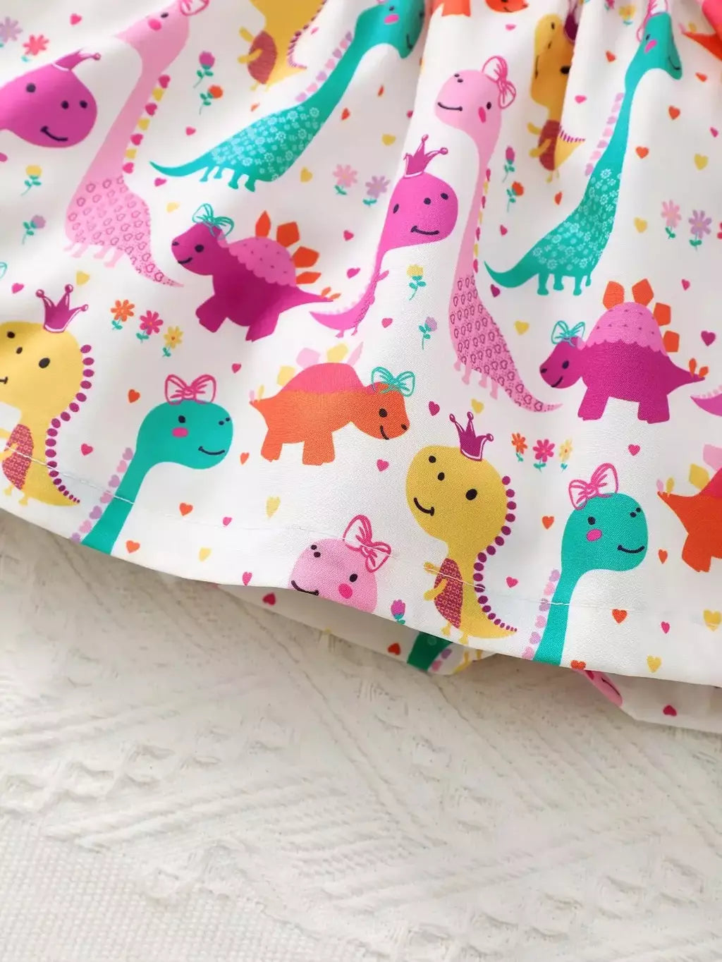 Vestido sem mangas de dinossauro pequeno para menina, saia legal dos desenhos animados, adequado para o verão à beira-mar e areia, moda para criança, 0 a 3 anos