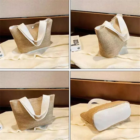 Fsafashion-bolsa de tecido palha para mulheres, bolsa casual para férias, bolsas com alça superior, bolsas de ombro retrô artesanais, moda feminina, 2024