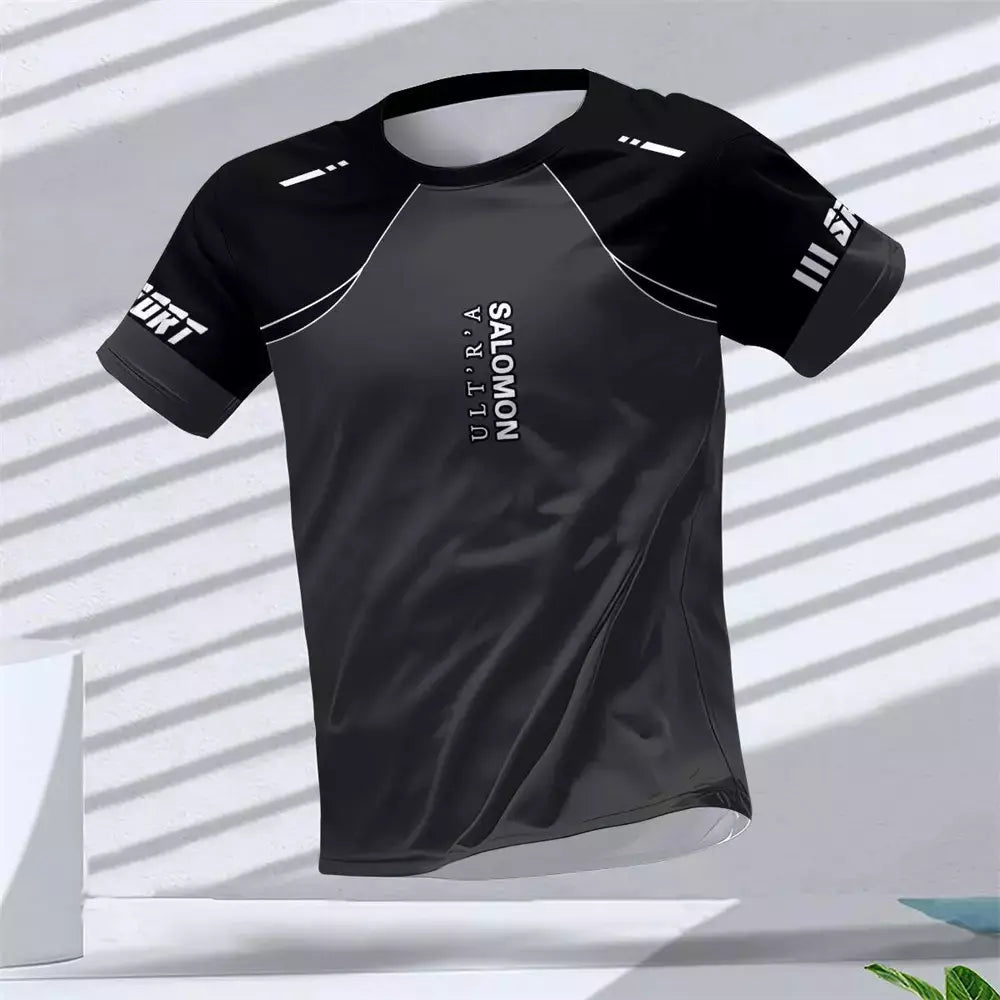 New Hot-Selling Outdoor Running Sports Respirável Quick-Secagem Roupas de Fitness Casual Wear Impressão 3D Em Torno Do Pescoço Adulto T-Shirt