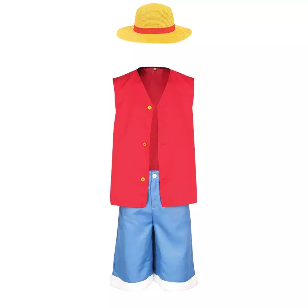Meninos homens luffy cosplay traje meninas mulheres luffy chapéu camisa shorts roupas de halloween