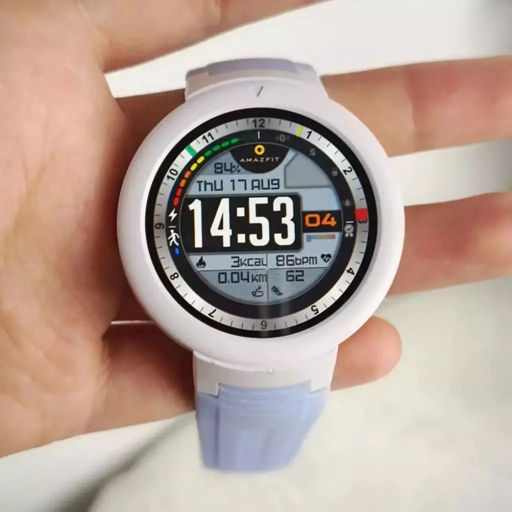 Amazfit-Relógio Inteligente Verge Lite, Versão Global, Tela AMOLED, GPS, IP68 Impermeável, Instrução 24 Horas, 98New No Original box