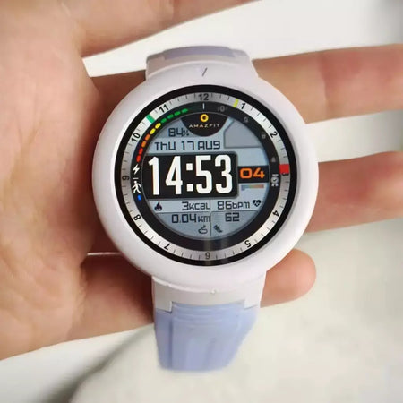 Amazfit-Relógio Inteligente Verge Lite, Versão Global, Tela AMOLED, GPS, IP68 Impermeável, Instrução 24 Horas, 98New No Original box