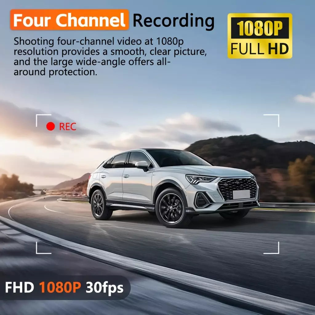 Dashcam para carros 4 canais caixa preta wifi câmera de condução fhd 1080p visão noturna gravação em loop adicionar kit de fio rígido acessórios do carro