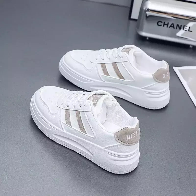 Calçado esportivo casual resistente ao desgaste para mulheres, tênis feminino respirável, sapatos brancos simples para senhora, novo, 2024