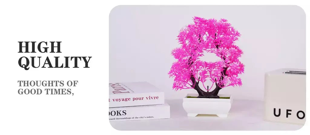 Plantas artificiais em vaso bonsai lindas pequenas plantas de árvore flores falsas ornamentos em vaso para casa jardim decoração oficial do hotel