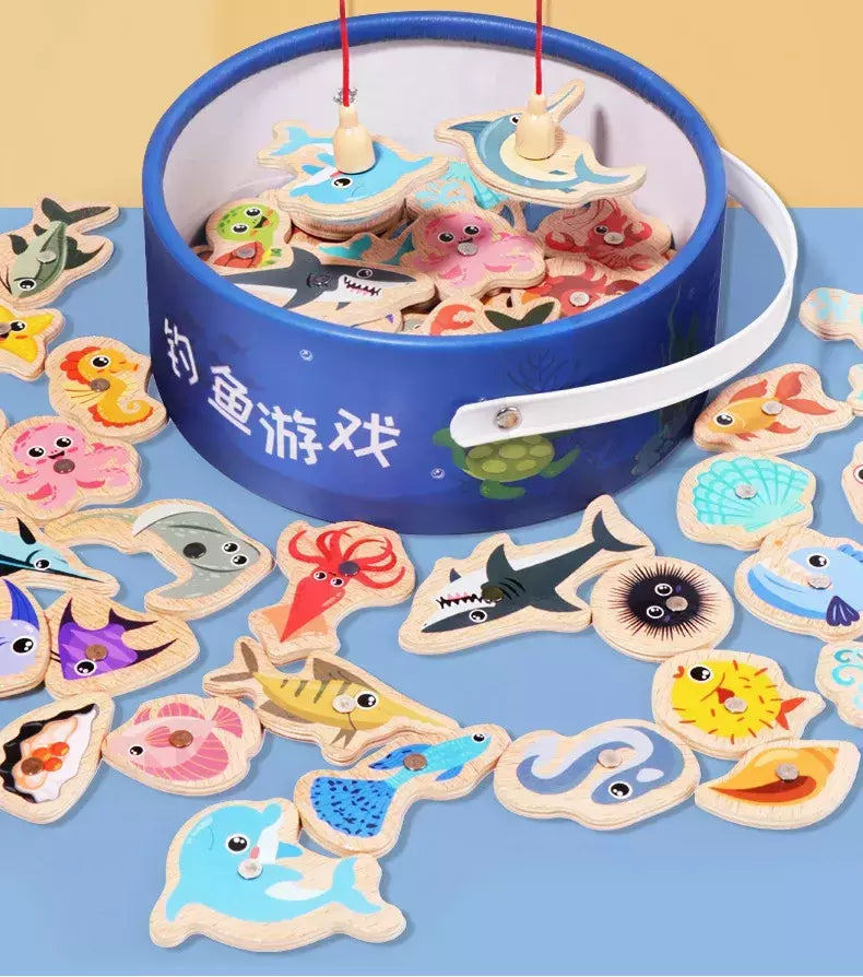 Montessori brinquedos de pesca para crianças, Desenhos animados, Vida marinha, Cognition Fish Games, Interativo pai-filho, Brinquedo educativo