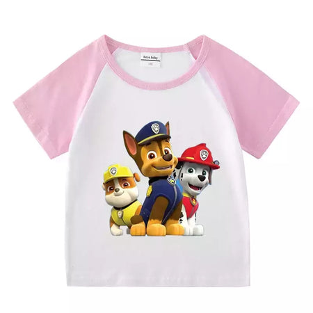 Boys Paw Patrol T-shirt manga curta Top e Shorts Set, bebê meninos roupas, roupas dos desenhos animados, terno verão, novo conjunto infantil, 2022, 2pcs