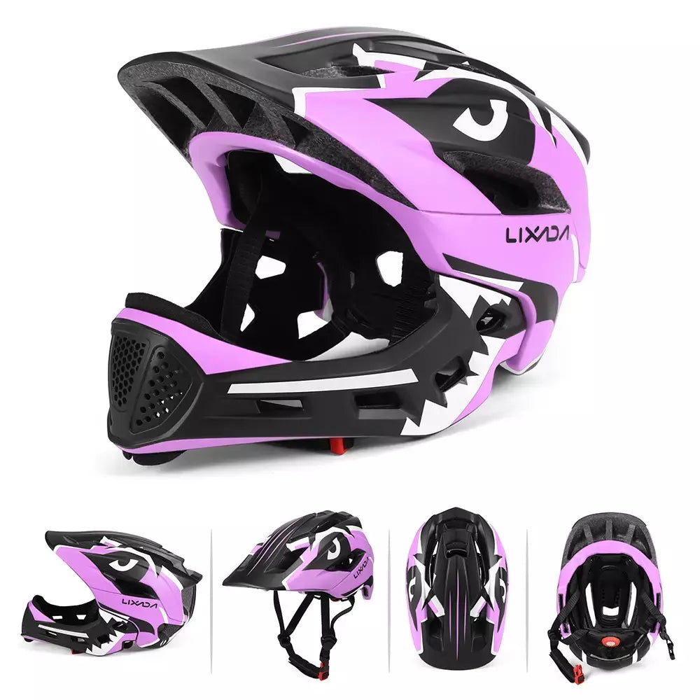 Capacete facial completo destacável para crianças, capacete de segurança esportivo para ciclismo, skate, patinação
