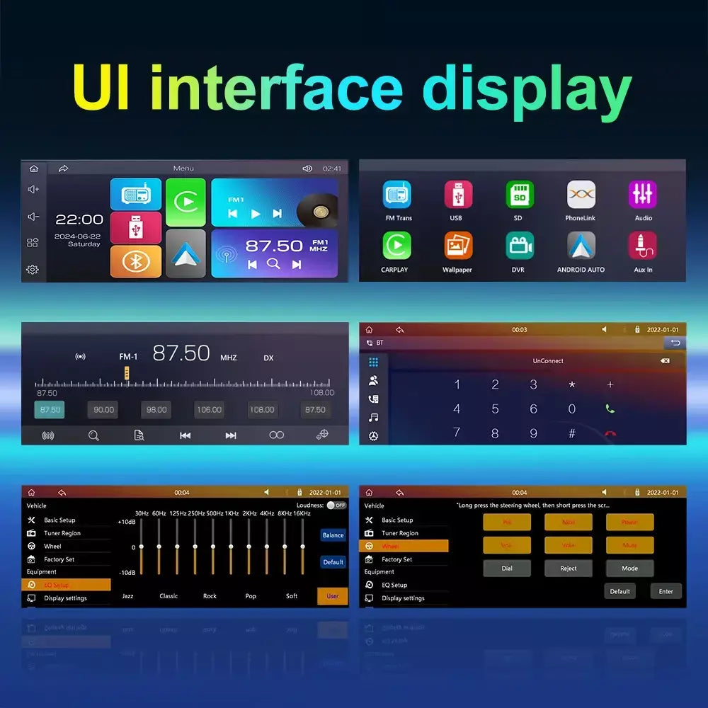 Lehx 6.9 Polegada 1din universal mp5 rádio do carro suporte sem fio carplay android auto aux ips tela de toque reprodutor vídeo multimídia