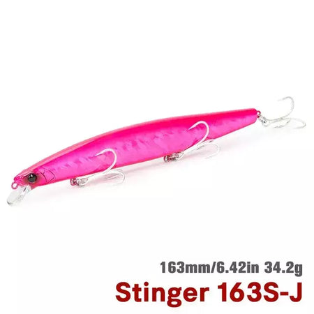 TSURIKNOYA-STINGER 163S-Ultra Long Casting Saltwater Sinking Minnow, Iscas de Pesca, Iscas Artificiais Duras para Robalo, 163mm, 34.2g
