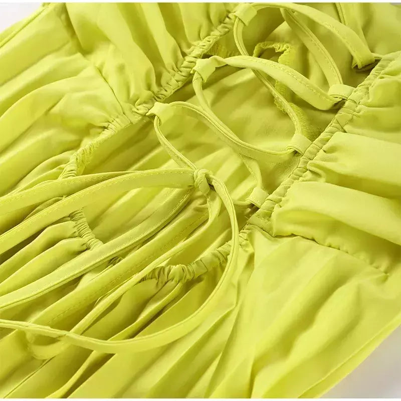 Vestido longo plissado sem alças feminino, Elegante, Sem alças, Fita, Plissado, Sexy, Sem mangas, Sem encosto, Lady, Festa à noite, Novo, Verão, 2022