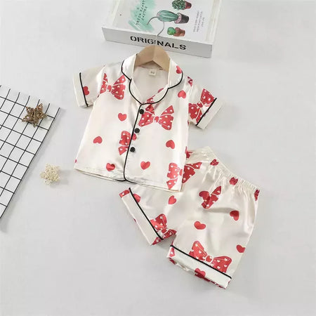 Baby Girls' Sleepwear Suit, Pijama infantil, Roupas infantis, Toddler Casual Costume, Roupas de verão, Camisa infantil, Shorts, Novo, 2Pcs Set