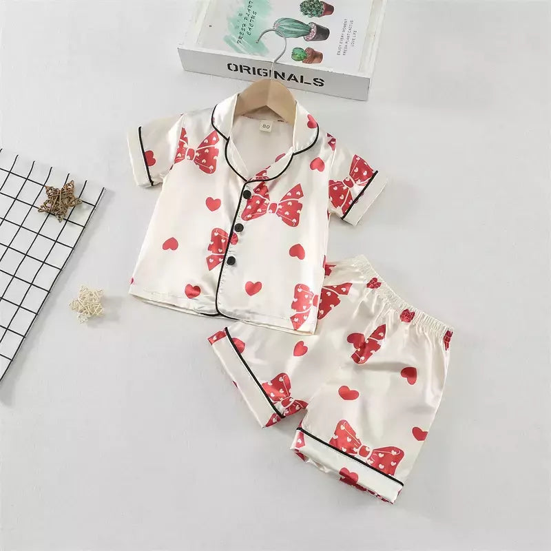 Baby Girls' Sleepwear Suit, Pijama infantil, Roupas infantis, Toddler Casual Costume, Roupas de verão, Camisa infantil, Shorts, Novo, 2Pcs Set