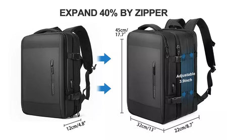Mochilas expansíveis impermeáveis para homens Likros, grande capacidade, mochila de viagem de negócios, Weekend Laptop Bag, Carry on