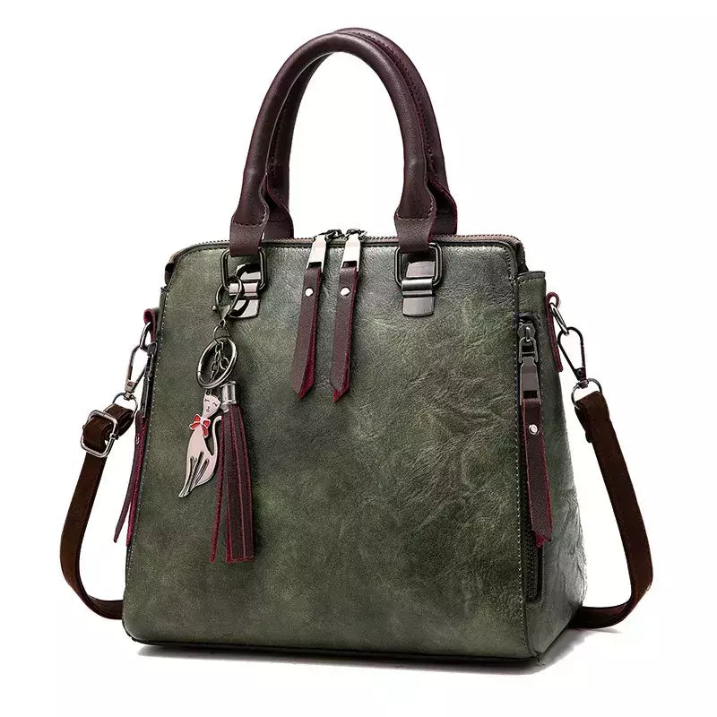 Bolsa de Ombro de Couro Retro para Mulheres, Bolsa Crossbody Messenger, Grande Capacidade, Bolsa Feminina, Designer de Luxo, Alta Qualidade