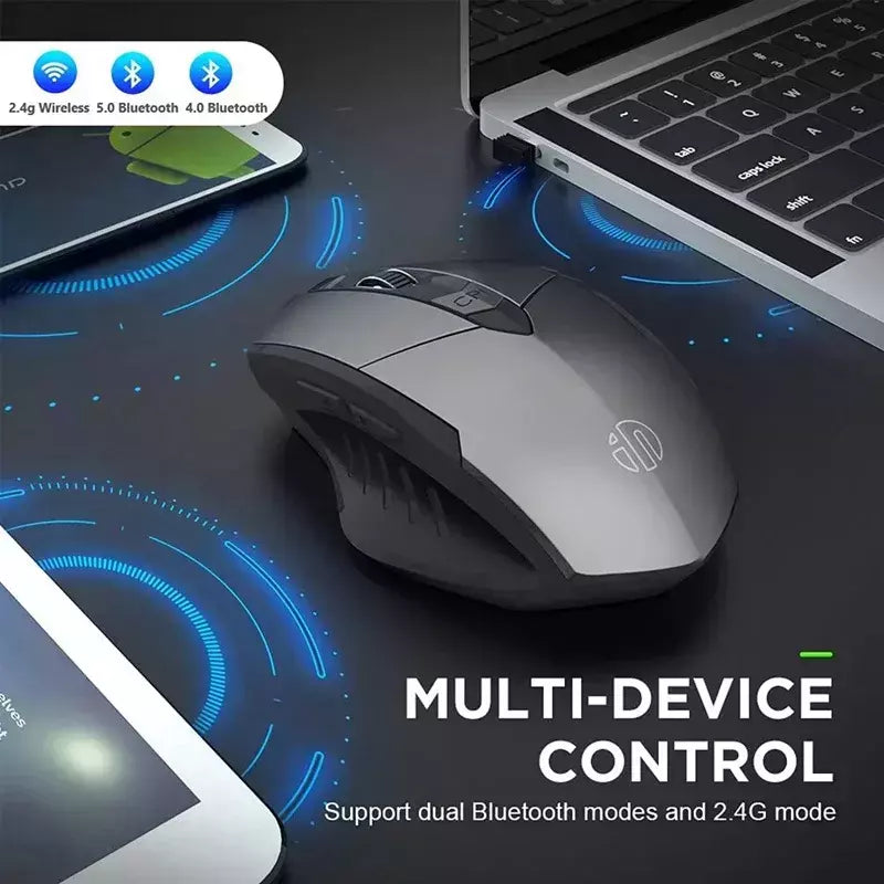 INPHIC-PM6 Mouse Recarregável Sem Fio, Compatível com Bluetooth, Office Mute, Suporte PC, Laptop, Tablet, Smartphone, Universal, 2.4G