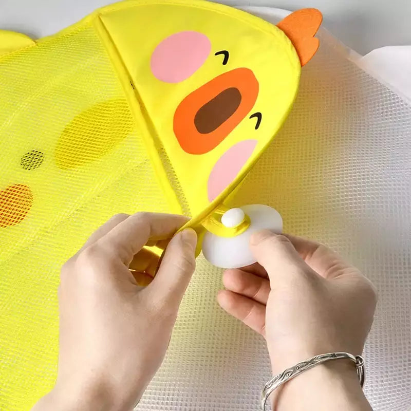 Qwz novo pato dos desenhos animados do bebê saco de malha do banheiro otário design para brinquedos de banho crianças formas animais pano areia brinquedos armazenamento net saco
