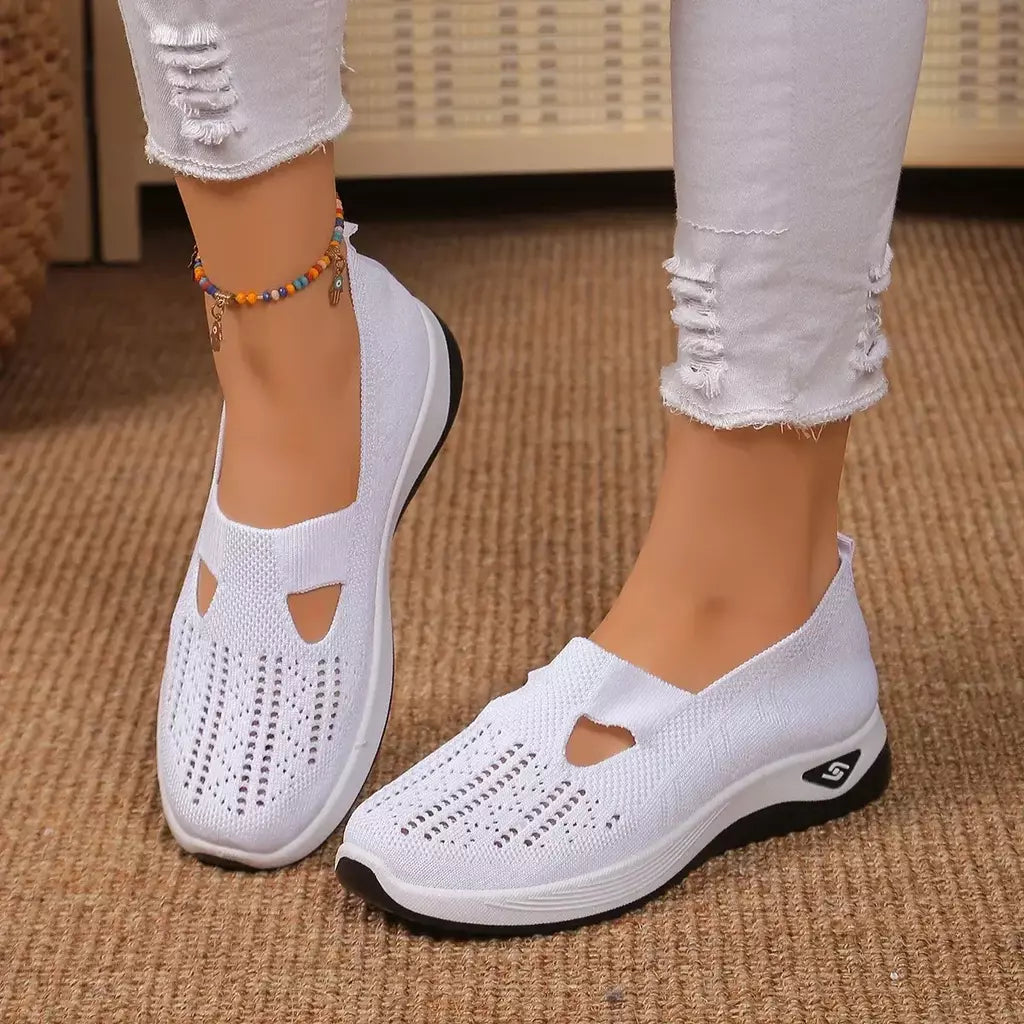 Tênis feminino respirável sapatos casuais verão sola macia sapatos ortopédicos leve deslizamento em sapato de caminhada antiderrapante sapatos planos