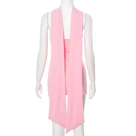 CUTENOVA-Mini vestido monocromático de cintura alta feminino, sem alças, sem costas, fita, sem mangas, vestido de noite, rosa, monocromático, sexy, verão, 2024