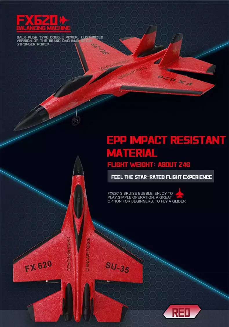 Avião de combate de controle remoto para crianças, RC Foam Aircraft, SU-35 Plane, 2.4G Radio Control Glider, brinquedos para meninos