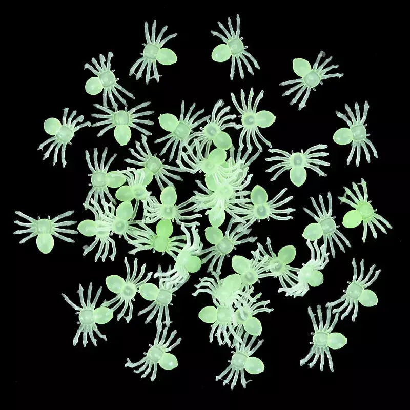 50 pçs halloween aranhas luminosas mini horror aranha brilho no escuro decorações de festa de halloween casa assombrada adereços assustadores