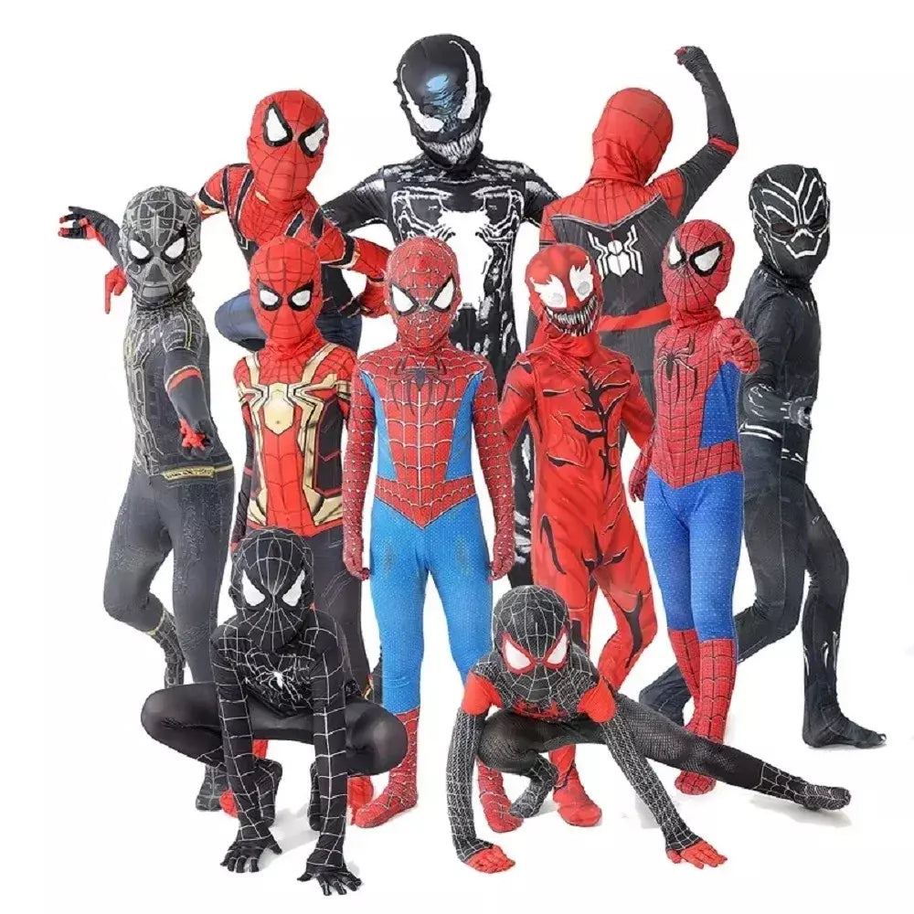 Tamanhos 100-190 traje do homem aranha presente de aniversário festa vestir-se homem-aranha clássico milhas super-herói cosplay traje