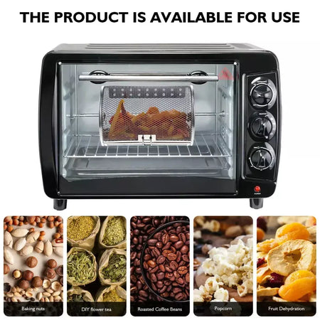 Gaiola para grelhar de cozinha, forno rotativo, cesta de manutenção fresca para assar, churrasco, acampamento ao ar livre, rack de churrasco reutilizável