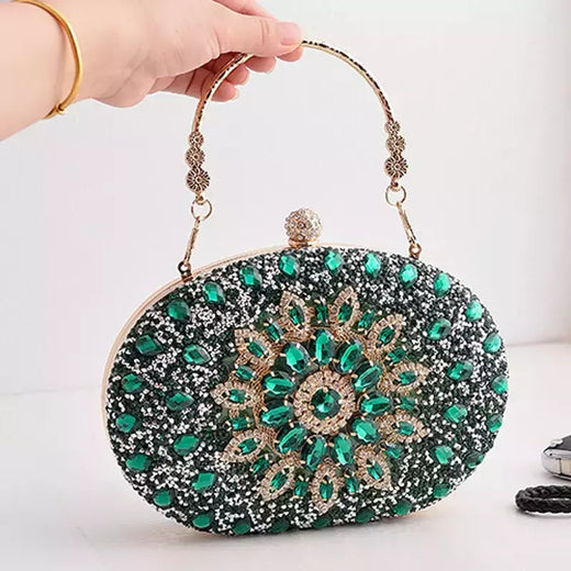 Bolsa crossbody redonda pequena para mulheres, bolsas verdes, embreagem de cristal, bolsa de diamante para casamentos, designers de luxo, carteiras, 2023