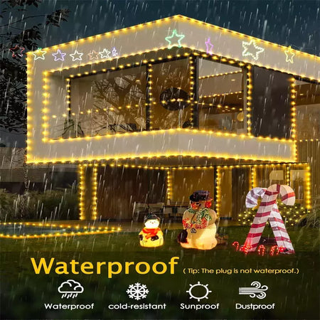 Impermeável Fairy String Lights com controle remoto, guirlanda de Natal, decoração ao ar livre, árvore, rua, casamento, festa, 1pc, 500 LED, 1000LED