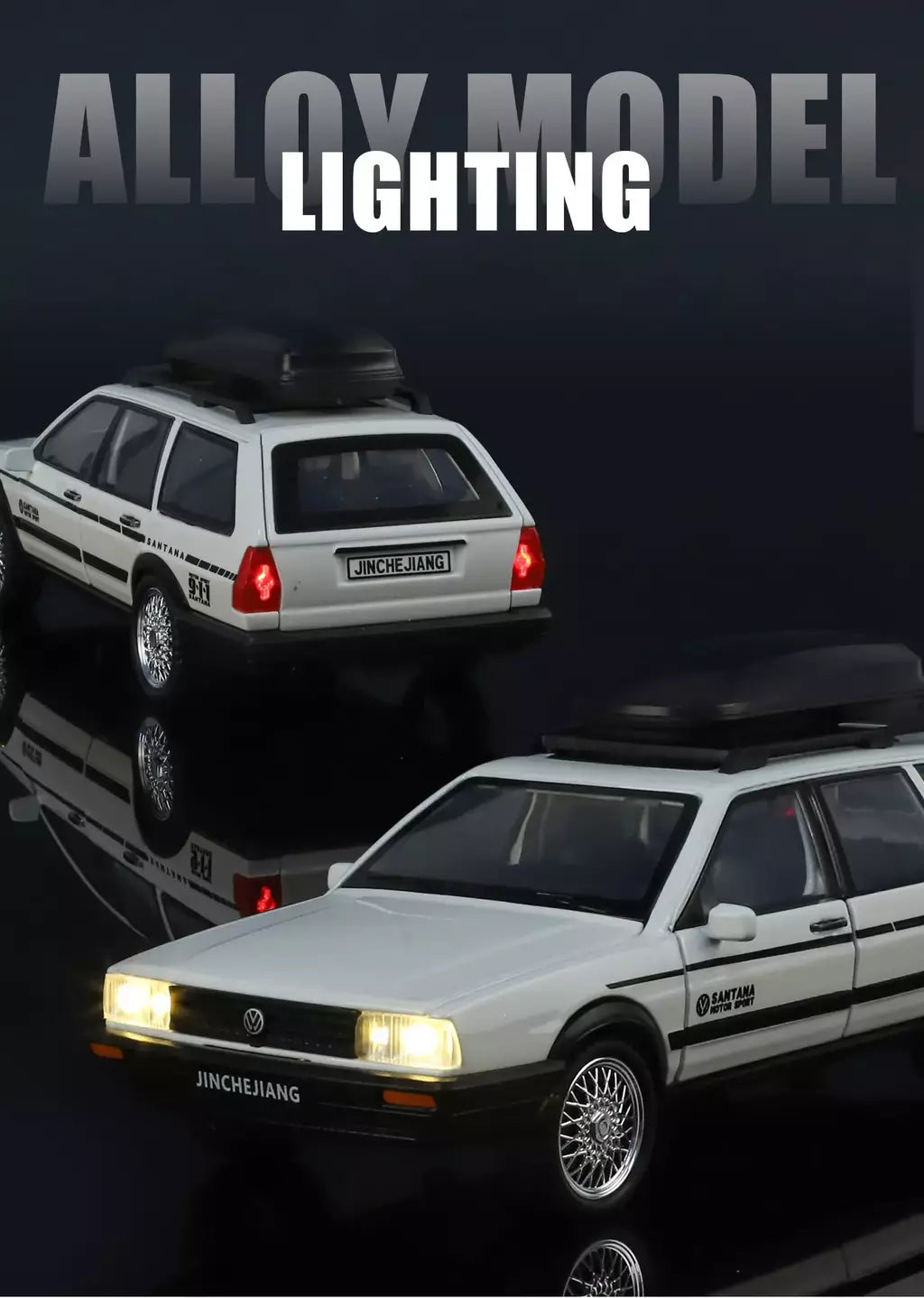 1:32 volkswagenwerk santana wagon liga de metal diecast modelo carro som & luz puxar para trás simulação clássica coleção hobby presente