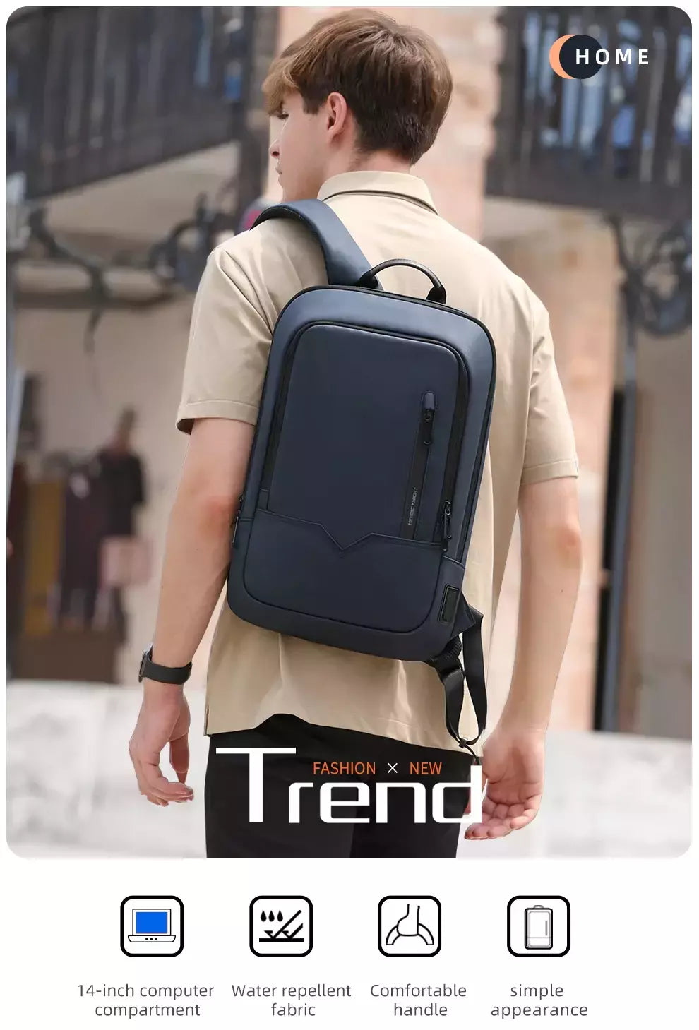 Mochila HK Slim para Homens, Sacos de Laptop, Impermeável, Minimalista, Negócios, Carregamento USB, Casual, Viagem, Trabalho, 15,6";;VERDADEIRO;;"8228-Black