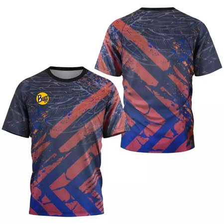 Camisa de tênis com gola O respirável masculina, camiseta estampada, secagem rápida, manga curta, fitness, corrida, esportes ao ar livre, verão