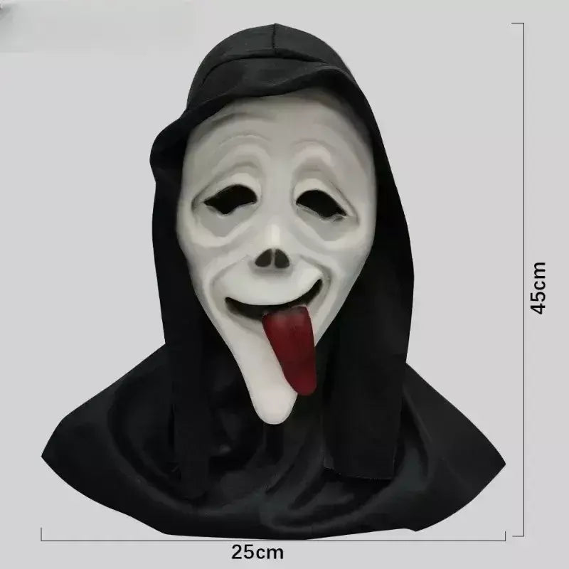 Látex grito ghostface máscara horror cabeça cheia máscara brincadeira cosplay traje filme assustador ghostface adereços decoração de casa fontes de festa