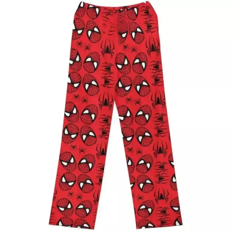 Olá kitty homem-aranha algodão solto senhoras calças de pijama calças de pijama feminino masculino dos desenhos animados sleep bottoms lounge wear menina sono