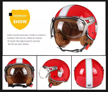 Vintage tt & cocascos capacete da motocicleta jet com viseira moto equitação 3/4 aberto meio capacete retro scooter capacete moto