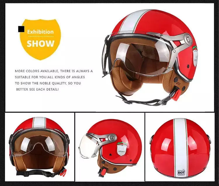 Vintage tt & cocascos capacete da motocicleta jet com viseira moto equitação 3/4 aberto meio capacete retro scooter capacete moto