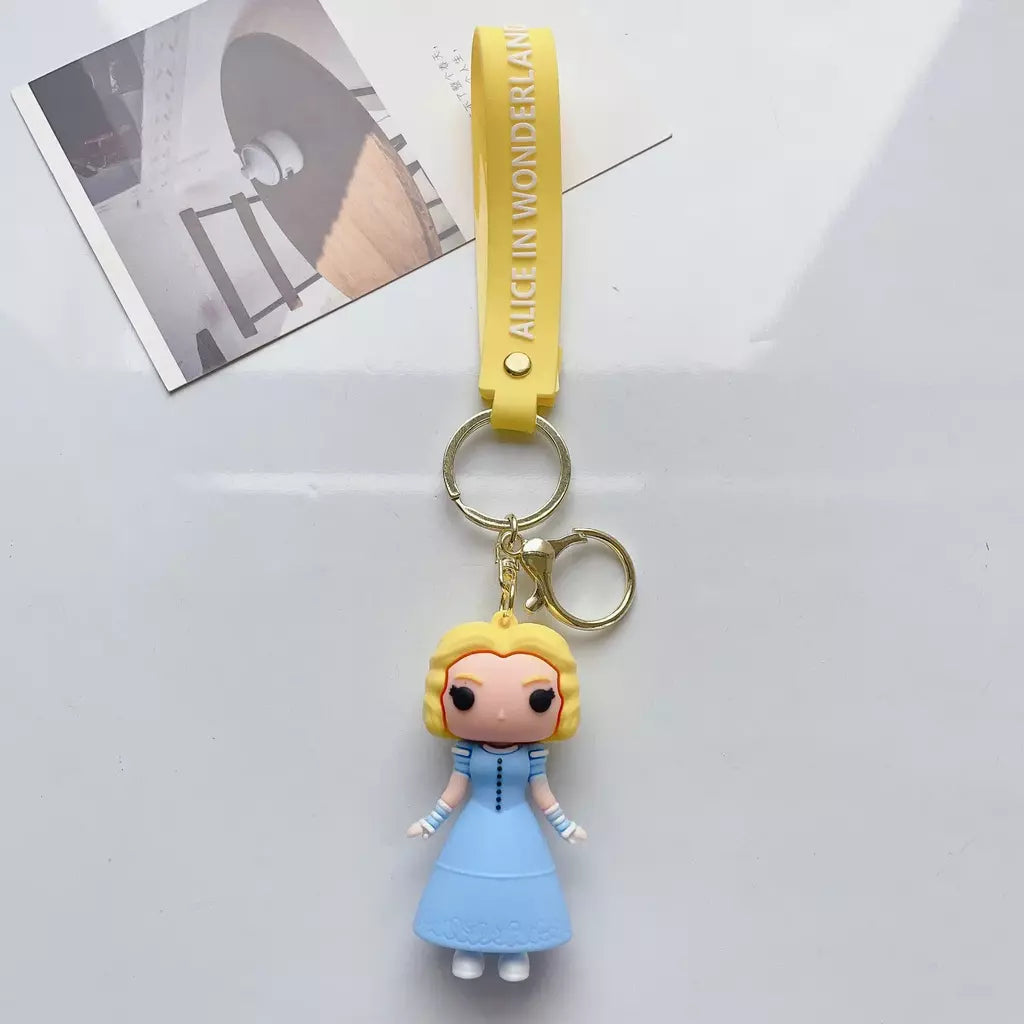 Alice no país das maravilhas dos desenhos animados kawaii alice chapeleiro louco rainha vermelha figura chaveiro do carro masculino e feminino saco pingente ornamento brinquedo presente