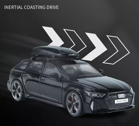 1:32 Audi RS6 Modelo de carro de brinquedo com portas de som e luz, modelo fundido de liga aberta, coleção de veículos para meninos e adultos, presente de festival
