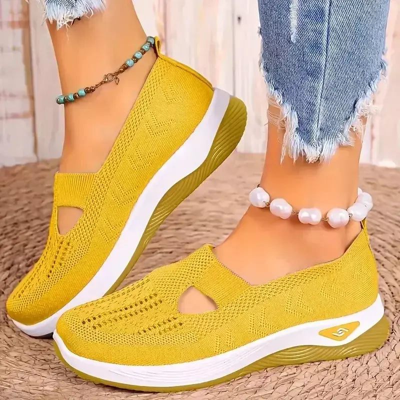Tênis feminino respirável sapatos casuais verão sola macia sapatos ortopédicos leve deslizamento em sapato de caminhada antiderrapante sapatos planos