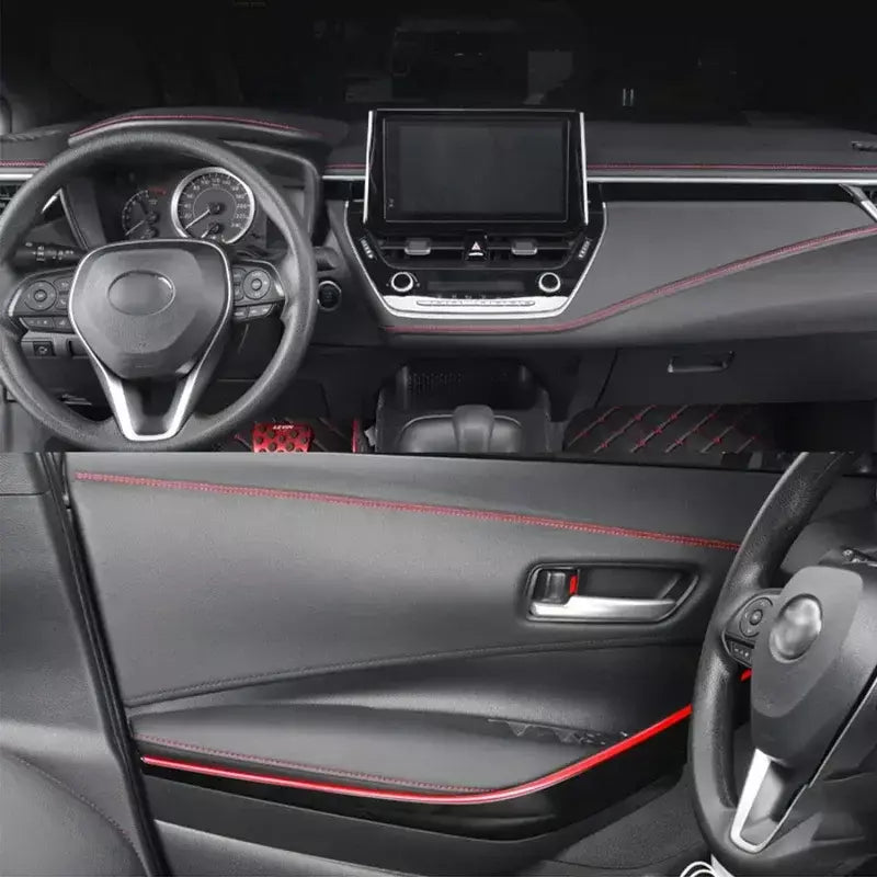 Tiras de couro PU Woven Trim, Adesivos de proteção do carro para porta e painel, Moldagem auto-adesiva, Tiras interiores DIY