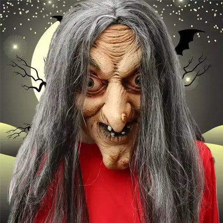 Halloween sobrancelha branca velho demônio máscara de terror casa fantasma sala de fuga mutante vampiro fone de ouvido rosto cheio vestir-se prop