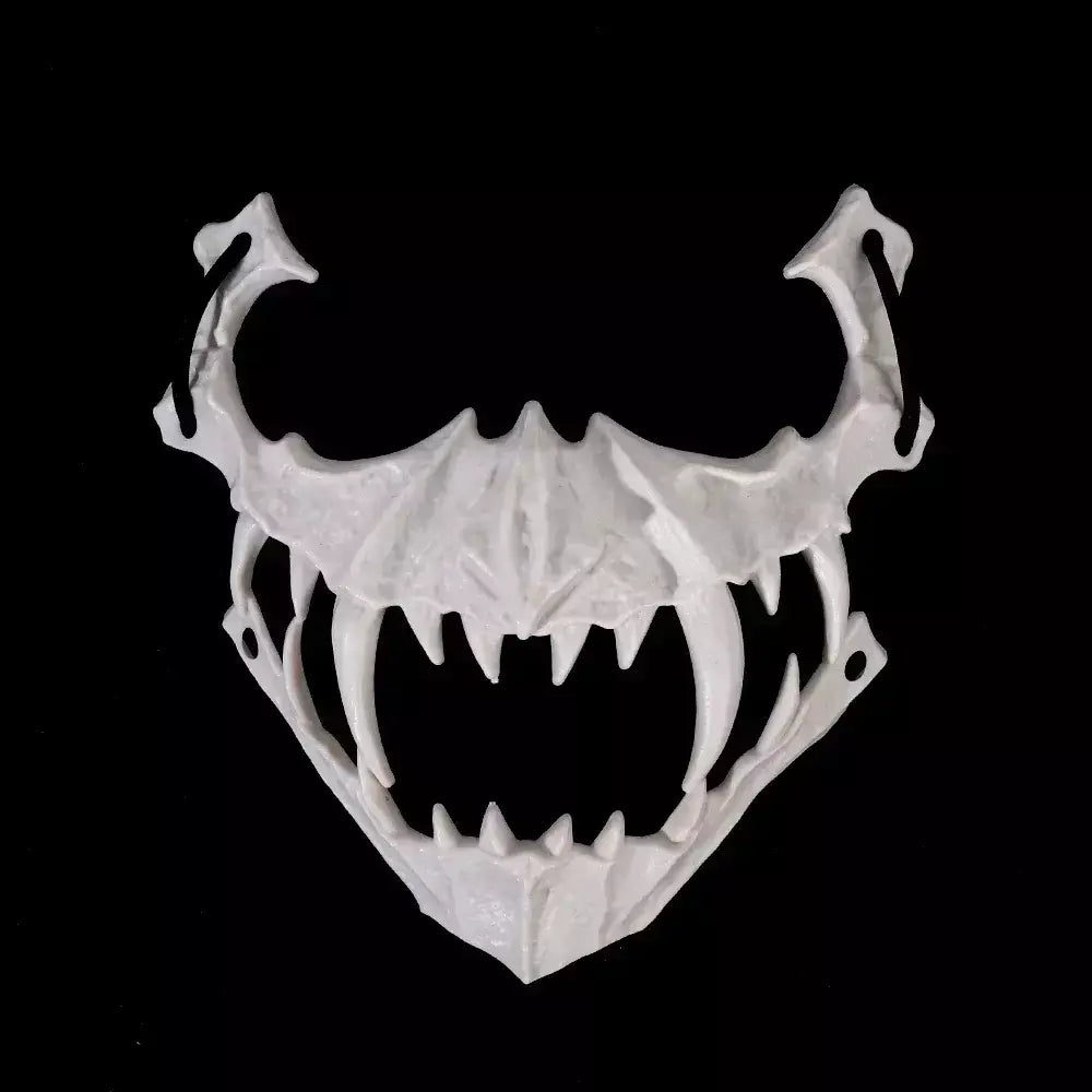 Festa crânio máscara dentes longos demônio esqueleto meia máscara facial lobo dragão tigre houjuu nue máscara cosplay traje de halloween adereços