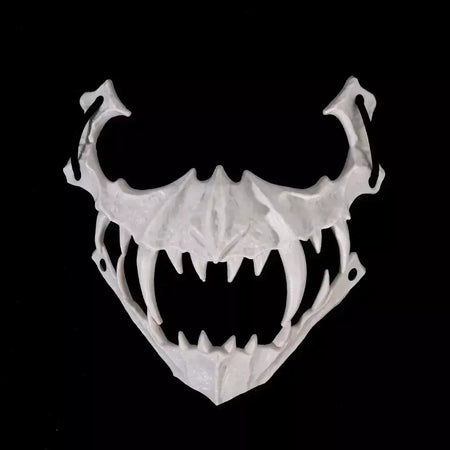 Festa crânio máscara dentes longos demônio esqueleto meia máscara facial lobo dragão tigre houjuu nue máscara cosplay traje de halloween adereços