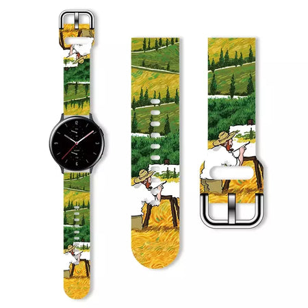 Pulseira impressa série van gogh de 20mm para samsung galaxy watch 7/6/5 40mm 44mm pulseira substituível para xiaomi huawei amazfit