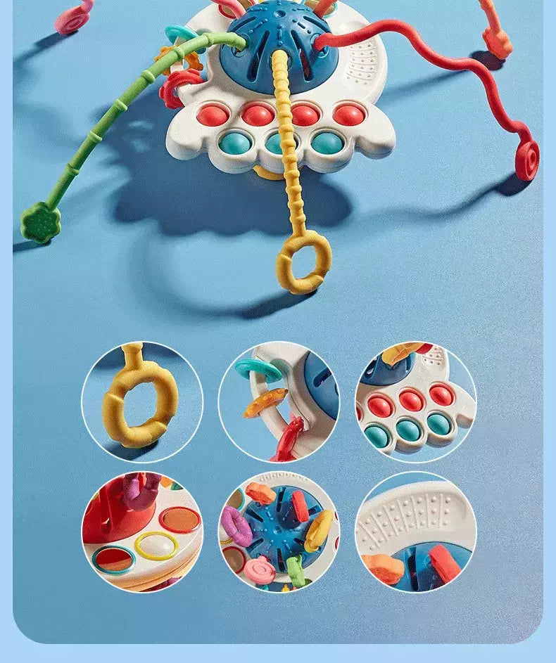 Baby Montessori Desenvolvimento Sensorial Brinquedos Educativos, Puxar Cordas, Dedo Grasp Training, Early Learning Toy, Dentição BPA Free, 1-3 Anos