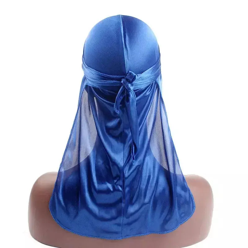 Elasticidade baotou boné faixas de cabelo simulação sedosa durag cauda longa chapéu pirata bandana turbante para crianças criança fita acessórios