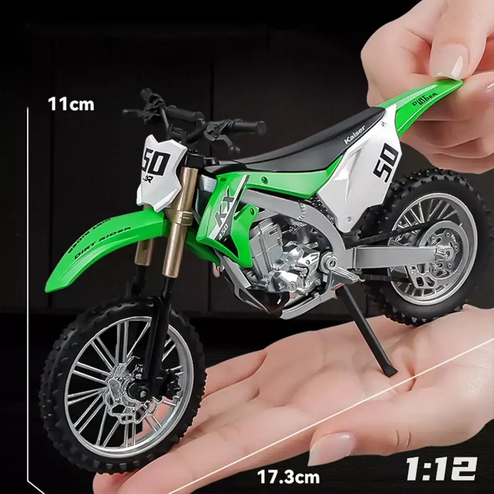 1:12 kawasaki kx450 nijia ZX-6R modelo de motocicleta brinquedo diecast liga carro roda dianteira direção absorção choque decorativo presente do menino