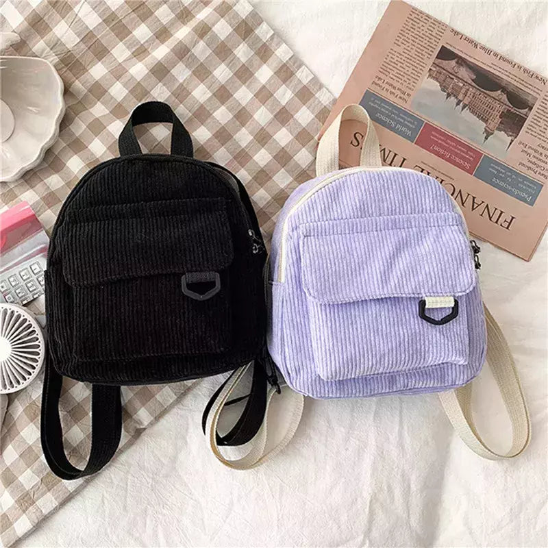 Mini mochila feminina, mochila escolar de veludo simples pequena, grande capacidade, mochila feminina durável, monocromática, casual, viajando, moda