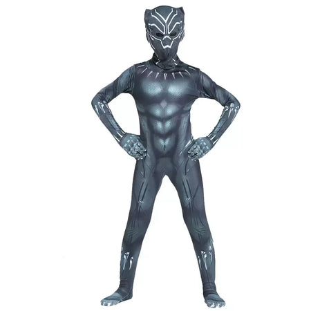 Meninos pantera negra collants super-herói filme personagem cosplay justiça herói máscara conjunto halloween vestir-se crianças fantasia traje
